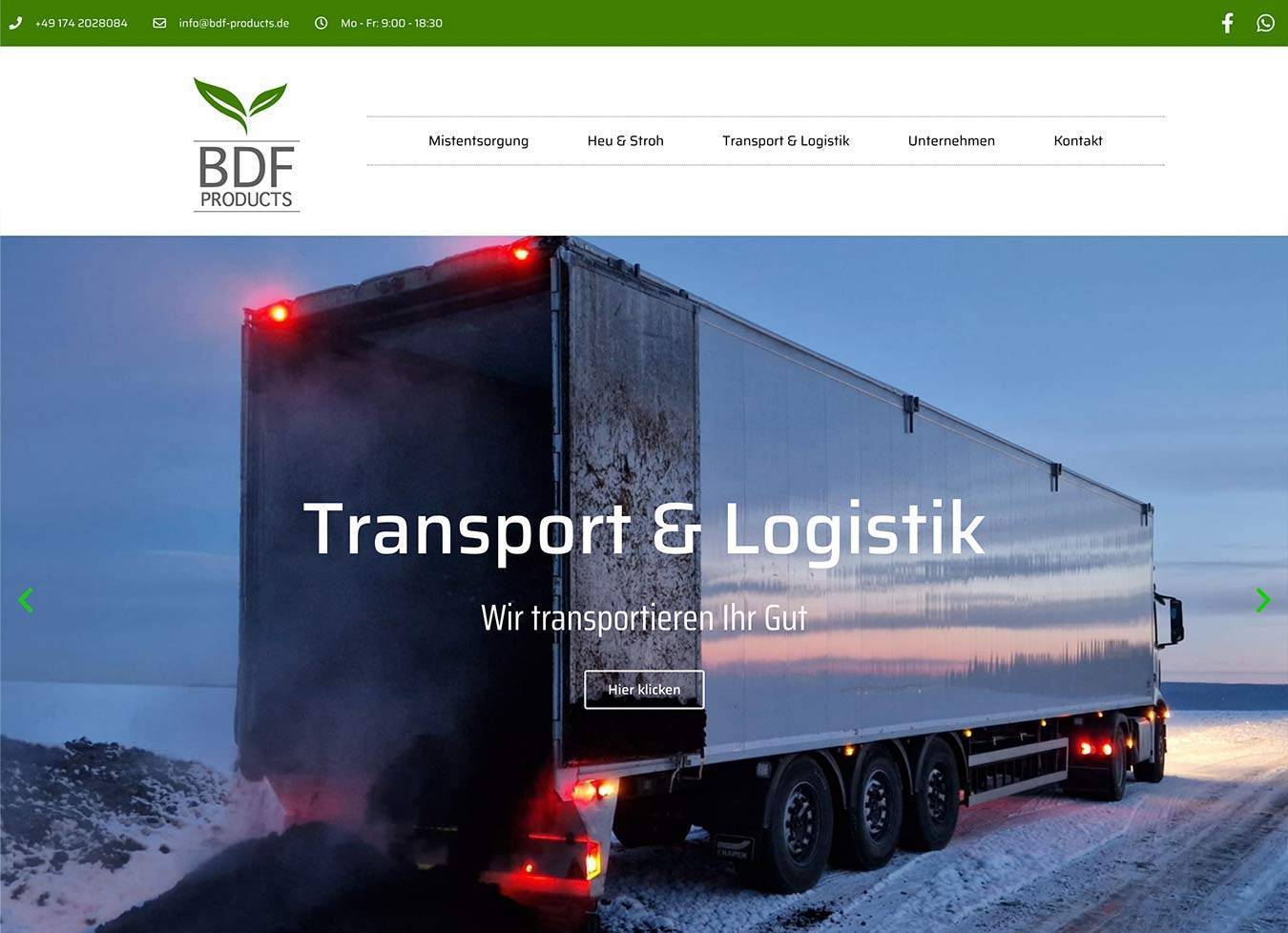 BDF Products Webseite